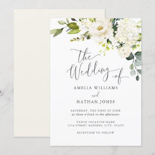 Botanical Champagne Watercolor Wedding Invitation