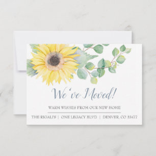 Botanical Change of Address Watercolor Sunflower