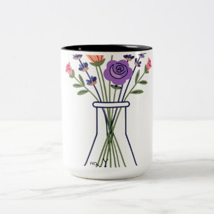 Botanical Chemistry Flask with Lavender and Rose A Two-Tone Coffee Mug