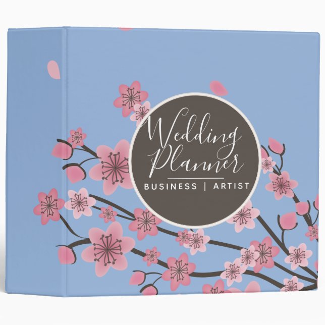 Botanical Cherry Blossom Falling Petals Pattern Binder (Front/Spine)