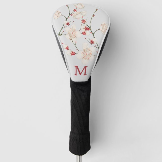 Botanical Cherry Blossom Floral Monogram Letter    Golf Head Cover (Front)