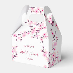 Botanical Cherry Blossom Pink White Bridal Shower Favor Box