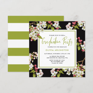 Botanical Cherry Blossoms Graduation Invitation