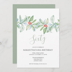 Botanical Christmas 60th Birthday  Invitation