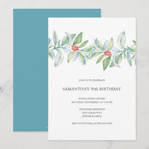 Botanical Christmas 70th Birthday Invitation