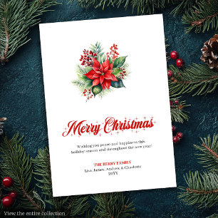 Botanical Christmas Bouquet Printable Greeting  Holiday Card