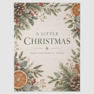 Botanical Christmas Card, Natural Holiday Greeting Tissue Paper