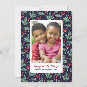 Botanical Christmas Colourful Holiday Photo Card