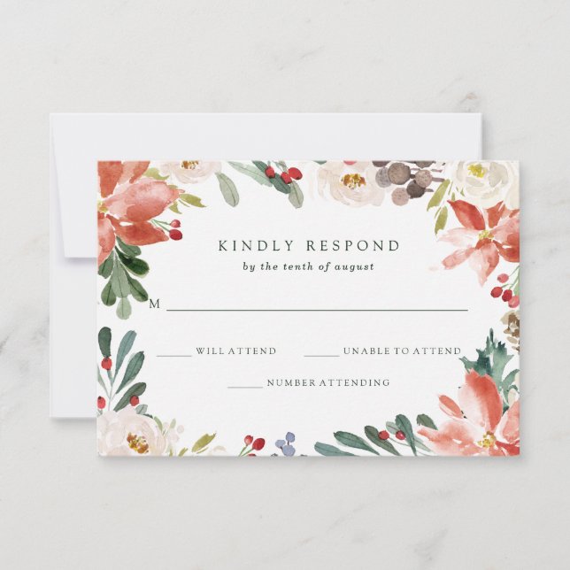 Botanical Christmas | Floral Holiday Wedding Invitation (Front)