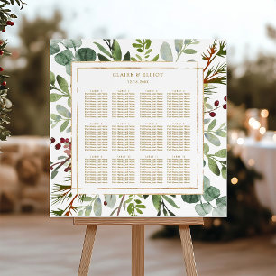 Botanical Christmas Gold Wedding Seating Chart