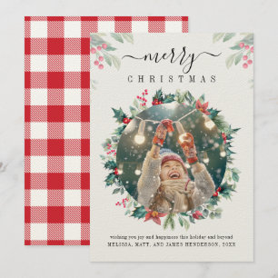 Botanical Christmas Holiday Photo Mistletoe Card