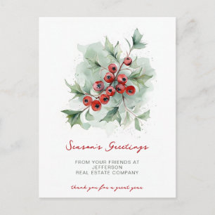 Botanical Christmas Holidays Company Business Holiday Postcard