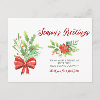 Botanical Christmas Holidays Company Business  Holiday Postcard