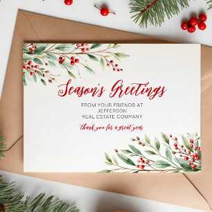 Botanical Christmas Holidays Company Business Holiday Postcard