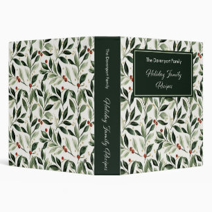 Botanical Christmas Holly Family Holiday Recipe Binder