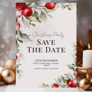 Botanical Christmas Party Save the Date Card