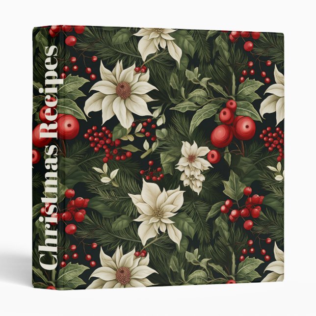 Botanical Christmas Pattern Binder (Front/Spine)