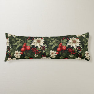 Botanical Christmas Pattern Body Pillow