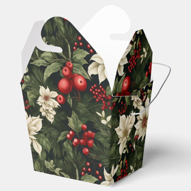 Botanical Christmas Pattern Favor Box (Opened)