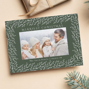 Botanical Christmas Photo Green               Holiday Card