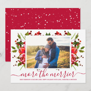 Botanical Christmas Pregnancy Announcement Cards