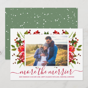 Botanical Christmas Pregnancy Announcement Cards
