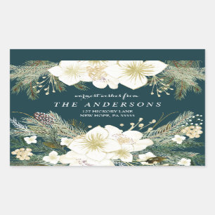 Botanical Christmas Watercolor Return Address Sticker