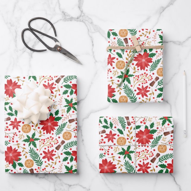 Botanical Christmas  Wrapping Paper Sheet (Front)