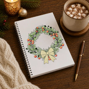 Botanical Christmas Wreath Hardcover Journal