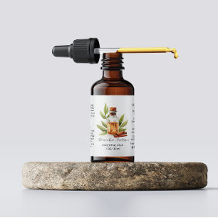 Botanical Cinnamon Essential Oils Watercolor Label