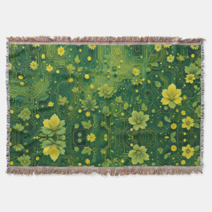 Botanical Circuitry Throw Blanket