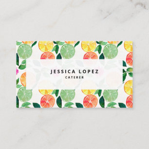 Botanical Citrus Floral Watercolor Business Card