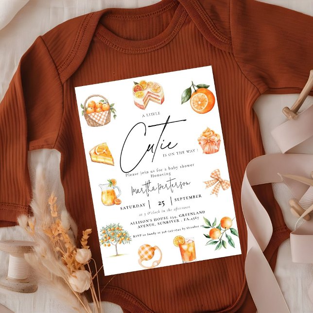 Botanical citrus orange Cutie Summer Baby Shower Invitation (Creator Uploaded)
