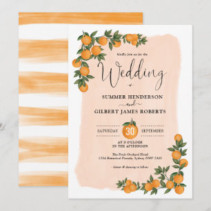 Botanical Citrus Orange Greenery Summer Wedding Invitation