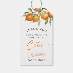 Botanical Citrus Orange Little Cutie Baby Shower Gift Tags
