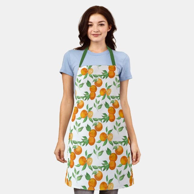 Botanical Citrus Oranges & Blossoms Apron (Worn)