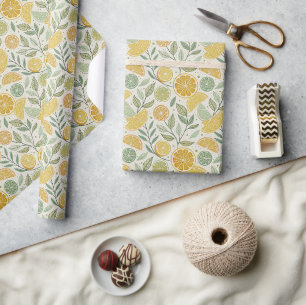 Botanical Citrus Slice Garden Wrapping Paper