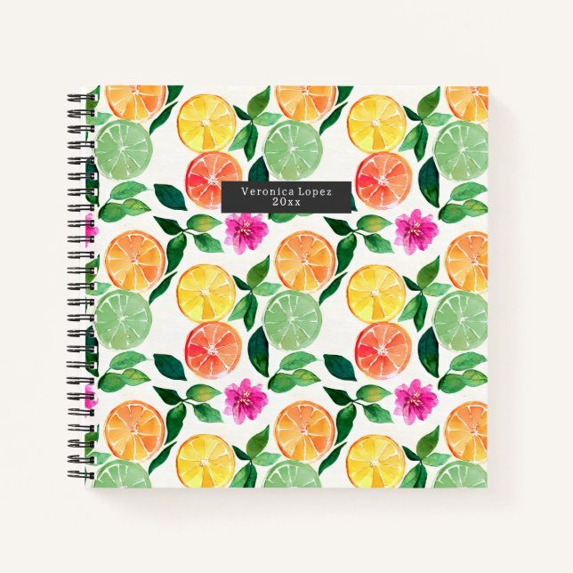 Botanical Citrus Watercolor Notebook (Front)