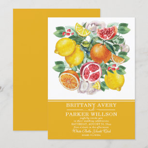 Botanical Citrus Watercolor Wedding Invitation