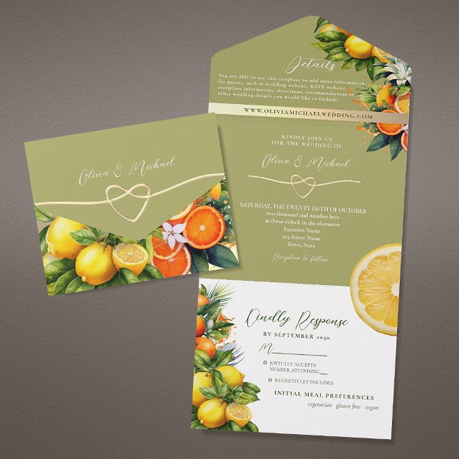 Botanical Citrus Wedding All In One Invitation (Creator Uploaded)