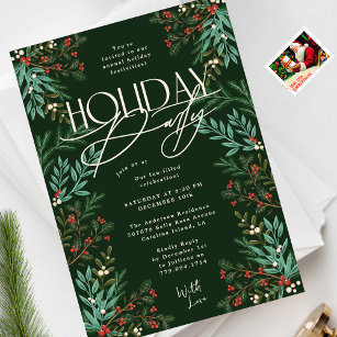 Botanical Classic Elegance Christmas Holiday Party Invitation
