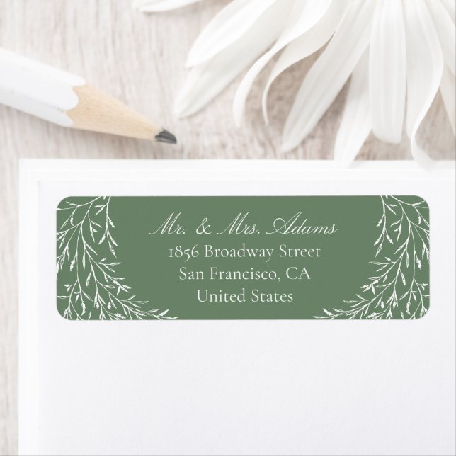 Botanical Classy Green Pre-Addressed Return Label (Insitu)