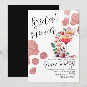 Botanical Cocktail Rose Gold Bridal Shower Invitation