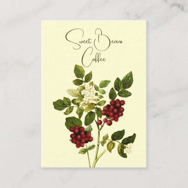 Botanical Coffee Bean Stem Business Card (Front)