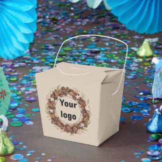 Botanical Coffee Bean Wreath Custom Logo Favor Box