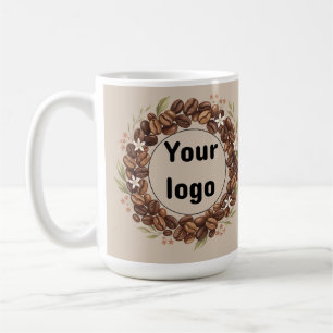 Botanical Coffee Bean Wreath Custom Logo Mug