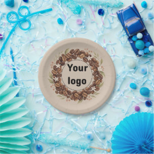 Botanical Coffee Bean Wreath Custom Logo Paper Plate
