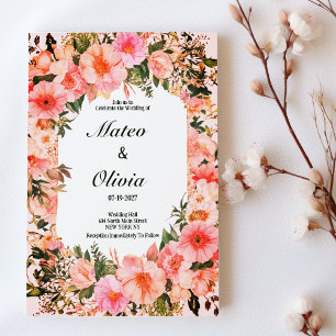 Botanical colorful blossom floral Wedding Invitation