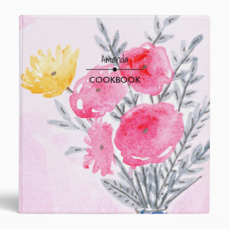 Botanical Colourful Floral Watercolor Name Recipes Binder