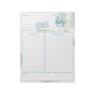 Botanical Commelina Customizable Recipe Notepad